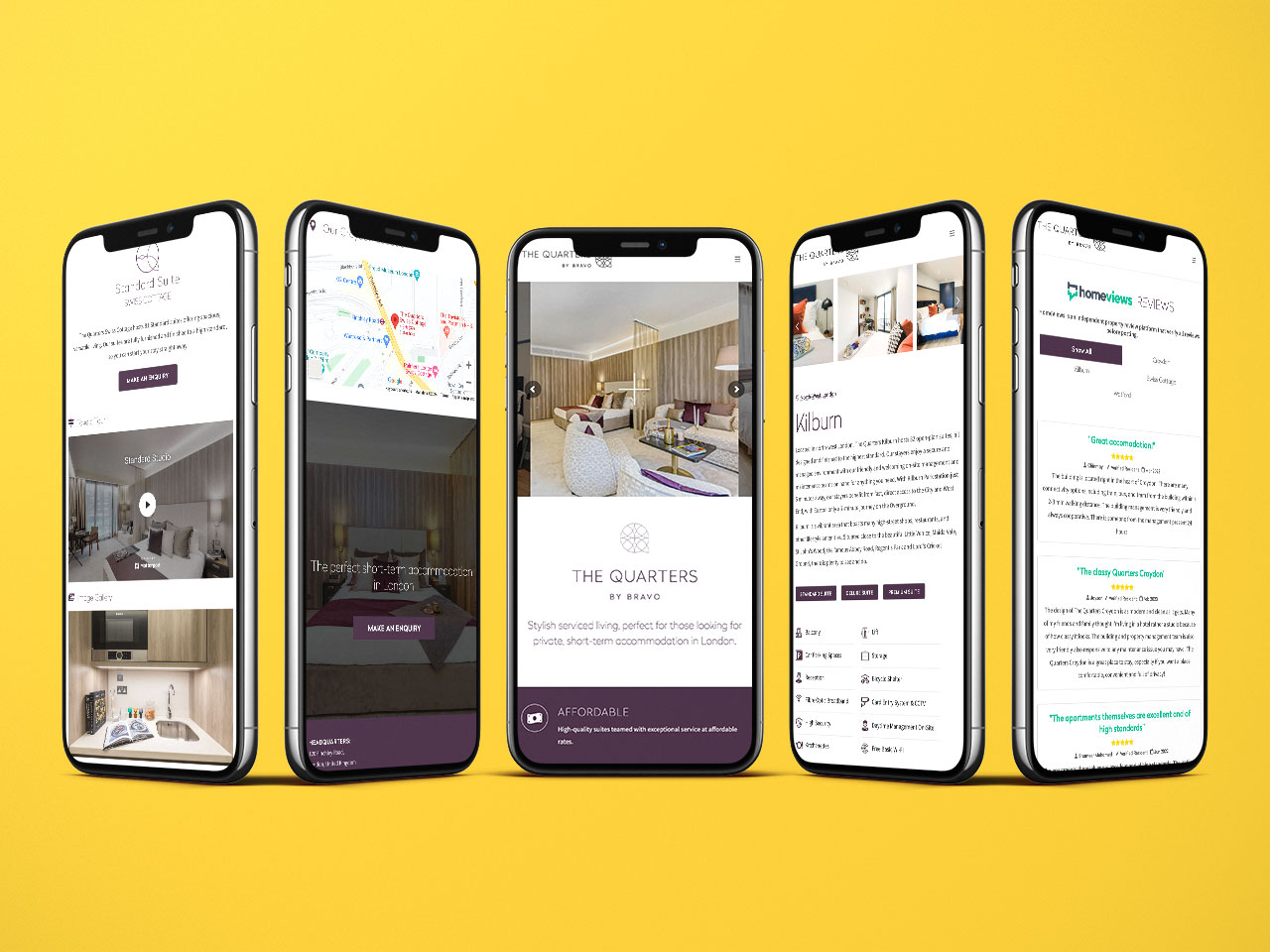 The Quarters Property Lettings Website Design - Mobile View